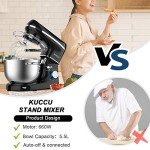 KUCCU Stand Mixer, 660W, 6-Speed Tilt-Head Food Dough Mixer, Kitchen Electric Mixer with Stainless Steel Bowl,Dough Hook,Whisk, Beater, Egg white separator (6.5-QT, Black)…
