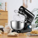 KUCCU Stand Mixer, 660W, 6-Speed Tilt-Head Food Dough Mixer, Kitchen Electric Mixer with Stainless Steel Bowl,Dough Hook,Whisk, Beater, Egg white separator (6.5-QT, Black)…