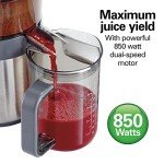 Hamilton Beach Juicer Machine, Centrifugal Extractor, Big Mouth 3" Feed Chute, Easy Clean, 2-Speeds, 40 oz. BPA Free Pitcher, 850 Watt Motor, Silver