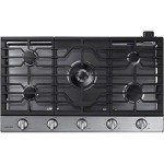 SAMSUNG 36" Built In Smart Gas Cooktop with Illuminated Knobs, 5 Burners, Stainless Steel, NA36N6555TS/AA