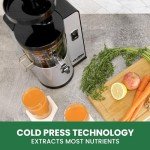 Omega VSJ843QS Vertical Masticating 43 RPM Compact Cold Press Juicer Machine with Automatic Pulp Ejection, 150-Watt, Silver