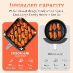 COSORI Air Fryer 9-in-1, Compact & Large 6-Qt, Fast Turbo Modes, 90°–450°F Even Results With Precise Temperature Control, Up to 95% Less Oil*, Roast, Bake, Dry, Reheat, Frozen, Broil, Proof, Grey