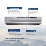 Broan-NuTone 4130SF Fingerprint Resistant Ductless Under-Cabinet Range Hood, 30-Inch, Stainless Finish with Print Guard