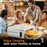 Electric Timed Pizza Oven Heats up to 800℉, Makes 12 Inch Pizzas in Minutes, Countertop Oven with 15 Functions and 10 Accessories for Multi-functions, Stainless Steel