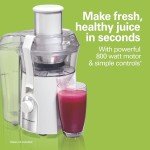 Hamilton Beach 67702 Juicer Machine, Big Mouth Large 3” Feed Chute for Whole Fruits and Vegetables, Easy to Clean, Centrifugal Extractor, BPA Free, 800W Motor, White