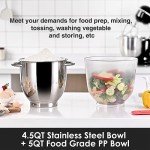 Kitchen in the box Stand Mixer, 4.5QT+5QT Two bowls Electric Food Mixer, 10 Speeds Kitchen Mixer for Daily Use with Egg Whisk,Dough Hook,Flat Beater (Black)