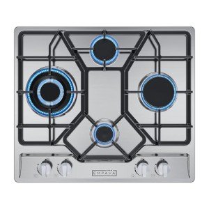 Empava EMPV-24GC4B67A 24" Gas Stove Cooktop 4 Italy Sabaf Sealed Burners NG/LPG Convertible Stainless Steel Cooker, 24 Inch