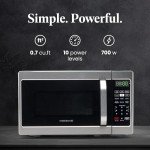Farberware Countertop Microwave 700 Watts, 0.7 Cu. Ft. - Microwave Oven With LED Lighting and Child Lock - Perfect for Apartments and Dorms - Easy Clean Stainless Steel