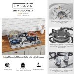 Empava EMPV-24GC4B67A 24" Gas Stove Cooktop 4 Italy Sabaf Sealed Burners NG/LPG Convertible Stainless Steel Cooker, 24 Inch