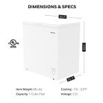 Honeywell 7 Cubic Feet Chest Freezer with Removable Storage Basket, Adjustable Temperature Control, Energy Saving, for Garage, Office, Dorm, or Apartment, white