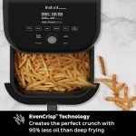 Instant Vortex Plus 6QT Air Fryer with Odor Erase Technology, 6-in-1 Functions that Crisps, Roasts, Broils, Dehydrates, Bakes & Reheats, 100+In-App Recipes, from the Makers of Instant Pot,1700W,Black