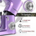 COOKLEE Stand Mixer, 9.5 Qt. 660W 10-Speed Electric Kitchen Mixer with Dishwasher-Safe Dough Hooks, Flat Beaters, Wire Whip & Pouring Shield Attachments for Most Home Cooks, Lavender