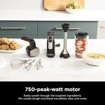 Ninja Hand Mixer, Immersion Blender, Foodi Power Mixer System, 750-Peak-Watt Handheld Emulsion Blender & Electric Hand Mixer Combo With Whisk, Beaters & 3-Cup Blending Vessel,120 volts, Black CI101