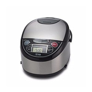 Tiger Corporation JAX-T10U-K 5.5-Cup (Uncooked) Micom Rice Cooker with Food Steamer & Slow Cooker, Stainless Steel Black
