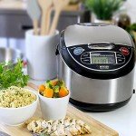 Tiger Corporation JAX-T10U-K 5.5-Cup (Uncooked) Micom Rice Cooker with Food Steamer & Slow Cooker, Stainless Steel Black