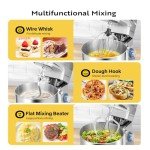 VIVOHOME 7.5 Quart Stand Mixer, 660W 6-Speed Tilt-Head Kitchen Electric Food Mixer with Beater, Dough Hook, Wire Whip, and Egg Separator, Silver