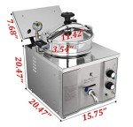 PreAsion 16L High Pressure Fried Chicken Machine 110V Chicken Pressure Fryer Counter Top Electric Deep Fryer With Thermostat Food Oven Fryer, Fried Delicacies, Stainless Steel 2400W