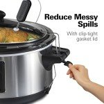 Hamilton Beach Portable 6 Quart Set & Forget Digital Programmable Slow Cooker with Lid Lock, Temperature Probe, Dishwasher Safe Crock & Lid, Stainless Steel (33969A)