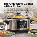 Hamilton Beach Portable 6 Quart Set & Forget Digital Programmable Slow Cooker with Lid Lock, Temperature Probe, Dishwasher Safe Crock & Lid, Stainless Steel (33969A)
