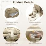 OMISTAR Tennis Bags for Women - Tennis Racket Tote Bag with Shoe Compartment, Racquet Compartment, Water Bottle Pocket, 18.9 x 7.5 x 12.2 in Tennis Bag Weekend Bag for Women, Camel