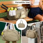 OMISTAR Tennis Bags for Women - Tennis Racket Tote Bag with Shoe Compartment, Racquet Compartment, Water Bottle Pocket, 18.9 x 7.5 x 12.2 in Tennis Bag Weekend Bag for Women, Camel
