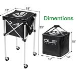 OLE ANDIGO Tennis Balls Hopper Tennis Ball Basket with Side Pockets Lightweight Tennis Ball Cart Holds 160 Balls, Portable Sports Teaching Cart with Wheels for Tennis Player (Tennis Ball Cart)
