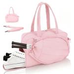 Qagstnkg Roomy Tennis Gym Bag for Women and Men, Quilted Tennis Tote Bag Holds 2 Rackets with Shoe Compartment & Wet Pocket, Lightweight Sports Duffle Bags fits up to 15.6" Laptop (Pink)