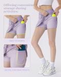 Leapstride Women's Athletic High Waisted Golf Skort with Multiple Functional Pockets (Capable of Holding a Phone and a Tennis Ball) for Active Women Pastel Lilac