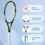 HXE Tennis Rackets for Adults, 2 Player Pre-Strung 27 inch Recreational Tennis Racquet Set for Beginner and Professional with 2 Balls, 2 Overgrips and 1 Carrying Bag