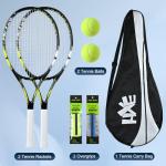 HXE Tennis Rackets for Adults, 2 Player Pre-Strung 27 inch Recreational Tennis Racquet Set for Beginner and Professional with 2 Balls, 2 Overgrips and 1 Carrying Bag