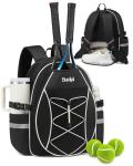 Sucipi Tennis Bag for Kids, Professional Youth Tennis Bag Backpack to Hold 2 Rackets, Tennis Christmas Gifts for Boys Girls, Black
