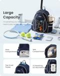 Sucipi Tennis Bag for Kids, Professional Youth Tennis Bag Backpack to Hold 2 Rackets, Tennis Christmas Gifts for Boys Girls, Black