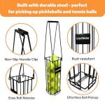 LIASTRON Tennis Ball Hopper Basket Pickleball Picker Upper Pickleball Ball Basket Pickup Hopper Retriever Collector for Balls for Easy Picking Metal Durable Portable Large Capacity Coaches Training