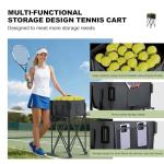 Lnmuzm Tennis Ball Hopper for 120 Balls，Tennis Ball Basket with Removable Storage Bag，Wheeled Tennis Ball Cart for Serve Training ，Portable Pickleball Baseball Hopper Basket