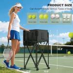 Lnmuzm Tennis Ball Hopper for 120 Balls，Tennis Ball Basket with Removable Storage Bag，Wheeled Tennis Ball Cart for Serve Training ，Portable Pickleball Baseball Hopper Basket