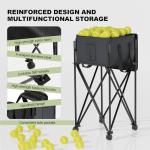 Lnmuzm Tennis Ball Hopper for 120 Balls，Tennis Ball Basket with Removable Storage Bag，Wheeled Tennis Ball Cart for Serve Training ，Portable Pickleball Baseball Hopper Basket
