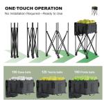 Lnmuzm Tennis Ball Hopper for 120 Balls，Tennis Ball Basket with Removable Storage Bag，Wheeled Tennis Ball Cart for Serve Training ，Portable Pickleball Baseball Hopper Basket