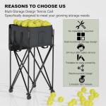 Lnmuzm Tennis Ball Hopper for 120 Balls，Tennis Ball Basket with Removable Storage Bag，Wheeled Tennis Ball Cart for Serve Training ，Portable Pickleball Baseball Hopper Basket