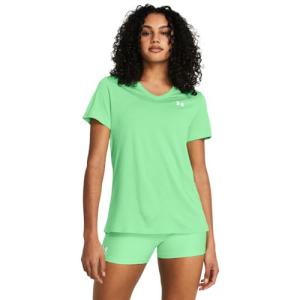 Under Armour Womens Tech Twist Short Sleeve V Neck, (350) Matrix Green/White/White, Small