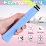 15 Pack Tennis Racket Grip Tape, Precut PU Anti-Slip Tennis Racquet Grip Tape with Dry Feel, Sweat Absorption, Comfortable Handle Overgrip Grip Wrap for Tennis/Badminton/Pickleball (Multi Color)