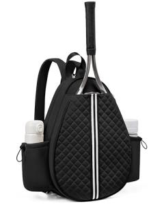 Sucipi Tennis Bag, Quilted Tennis Sling Crossbody Backpack, Water Resistant Tennis Racket Bags for Women Men, Suitable for Pickleball Tennis Badminton