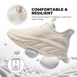 ALLSWIFIT Women's Slip On Walking Shoes Running Comfortable Tennis Breathable Non Slip Athletic Gym Workout Cross Training Fashion Sneakers,Size 7,Ivory,SARR034W