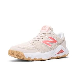 New Balance Women's Coco Delray V2 Hard Court Tennis Shoe, Bisque/Urgent Red, 8 M