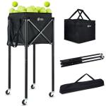 ShelfElites Premium Tennis Ball Hopper Cart - 160 Balls Capacity Pickleball Basket with Detachable Bag, Locking Wheels & Side Pockets for Training & Coaching - Heavy Duty & Multi-Sport-Ball Cart