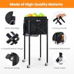 ShelfElites Premium Tennis Ball Hopper Cart - 160 Balls Capacity Pickleball Basket with Detachable Bag, Locking Wheels & Side Pockets for Training & Coaching - Heavy Duty & Multi-Sport-Ball Cart