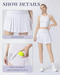 Women's Pleated Skort - High-Waisted, Built-in Dual-Pocket Shorts, UV Protection for Tennis & Daily Wear Bright White