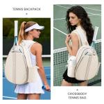 Mosthink Tennis Bag, Pickleball Bags for Women Water-Resistant and Machine Washable Tennis Racket Backpack, Lightweight Sports Bag for Pickleball, Badminton (White)