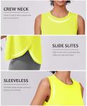 PINSPARK Womens Workout Tops Quick Dry Athletic Tank Top UPF 50+ Sleeveless Running Shirts with Side Slits Lightweight Yoga Top, Neon Yellow Small