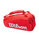 Wilson Super Tour Tennis Racket Bag - Red/White, Holds up to 6 Rackets