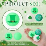 Soulchen 24 Pcs St Patrick's Day Table Tennis Balls Bulk 40 mm Shamrock Clover Green Hat Table Tennis Ball Novelty Funny Balls Toys Accessories for St Patricks Day Game Birthday Gift Party Decoration